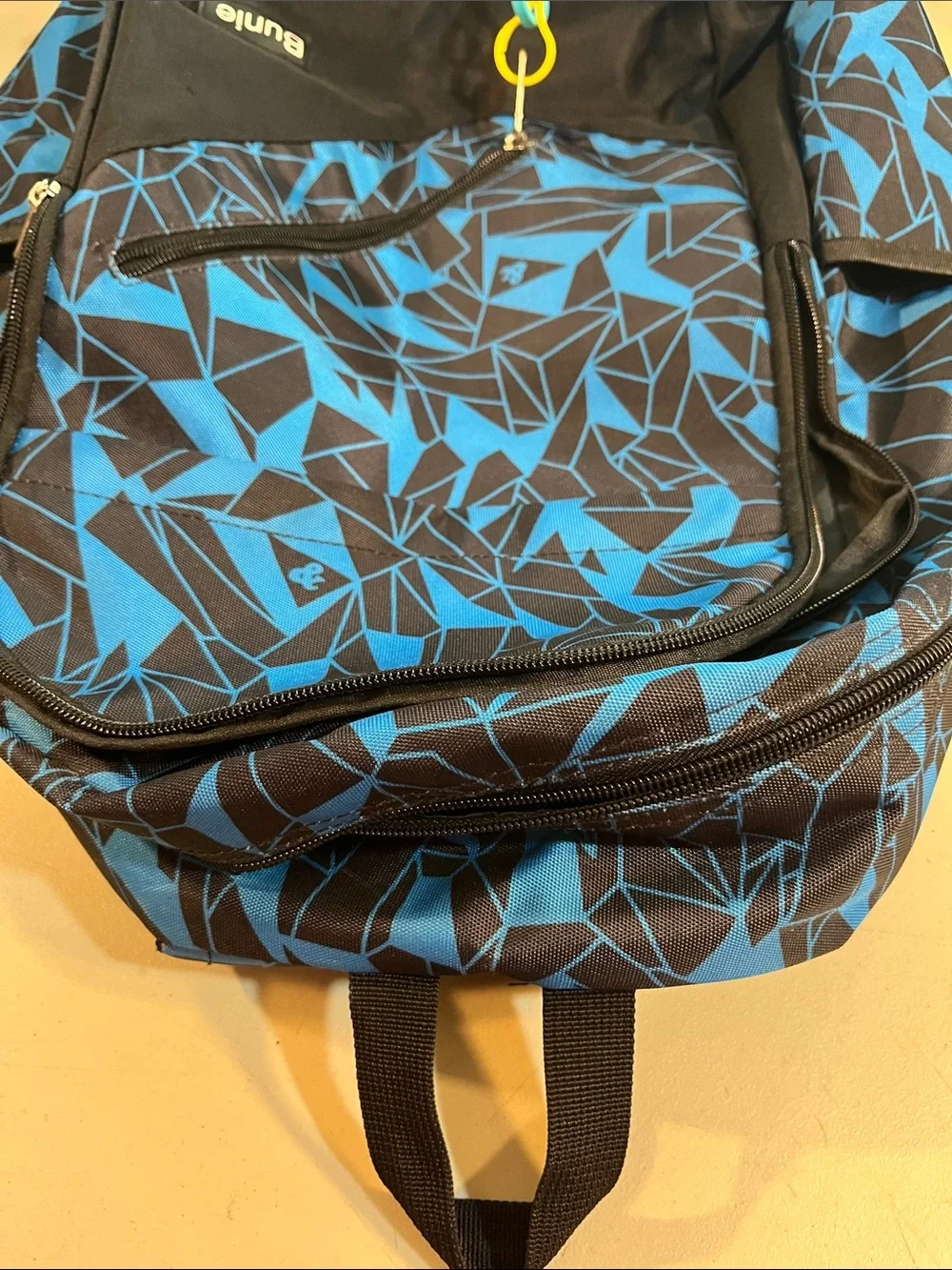 Blue & Black Geometric Backpack